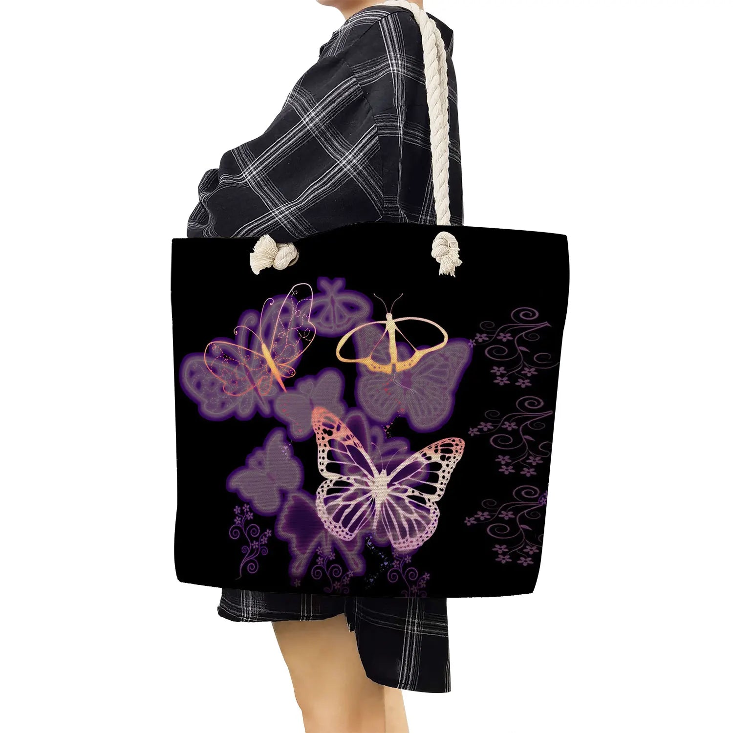Butterfly Floral Print Handbag Portable Shoulder Bag