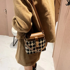 Small Box Bags Women Lattice Vintage Shoulder Messenger Bag