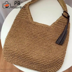 Summer Straw Beach Shoulder Bag Large Capacity Woven Handbag