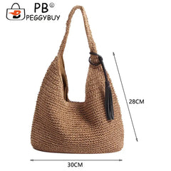 Summer Straw Beach Shoulder Bag Large Capacity Woven Handbag