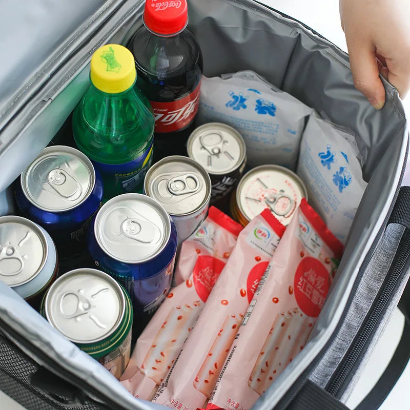 Portable Thermal Cooler Bag Insulated Lunch Box Zipper Tote