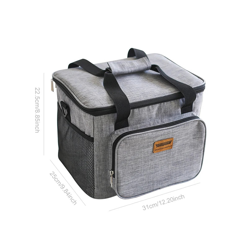 Portable Thermal Cooler Bag Insulated Lunch Box Zipper Tote