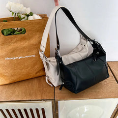 Women High Handbag Ladies Solid PU Leather Shoulder Bag