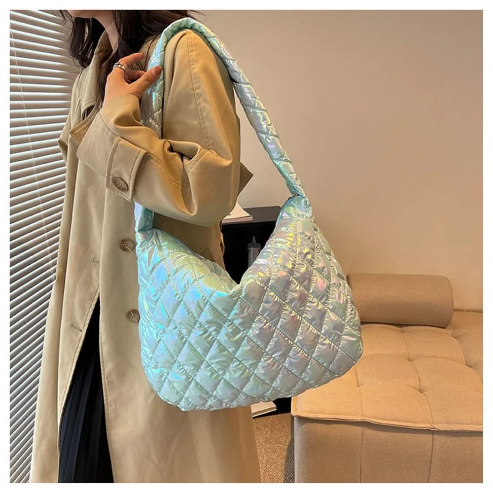 Women Cotton Padded Handbag Travel Shoulder Bag