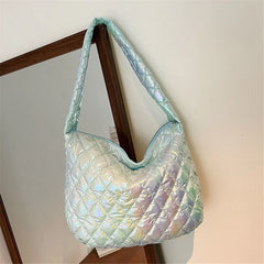 Women Cotton Padded Handbag Travel Shoulder Bag