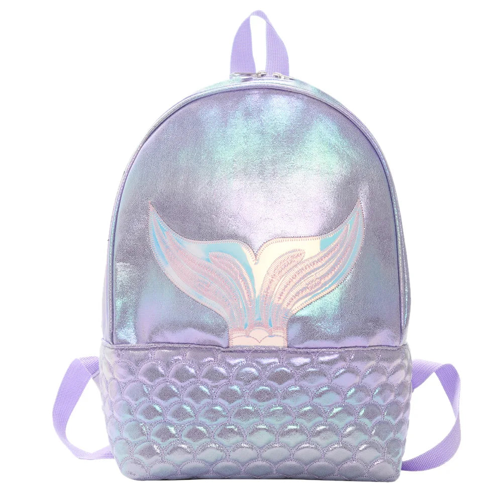 Women Laser Travel Backpack Fish Tail Bookbag