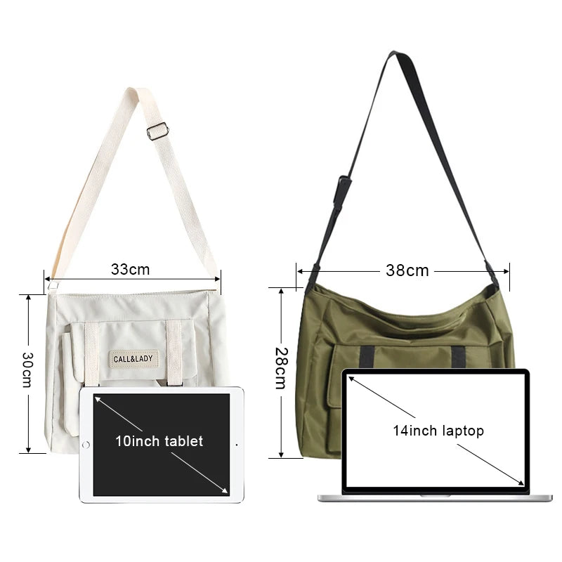 Messenger Bag Student Waterproof Canvas Crossbody Bag for Women