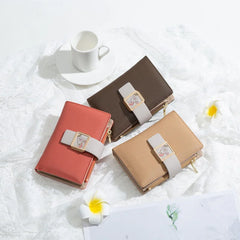 Prati's Three-Fold Zipper Short Wallet with Buckle