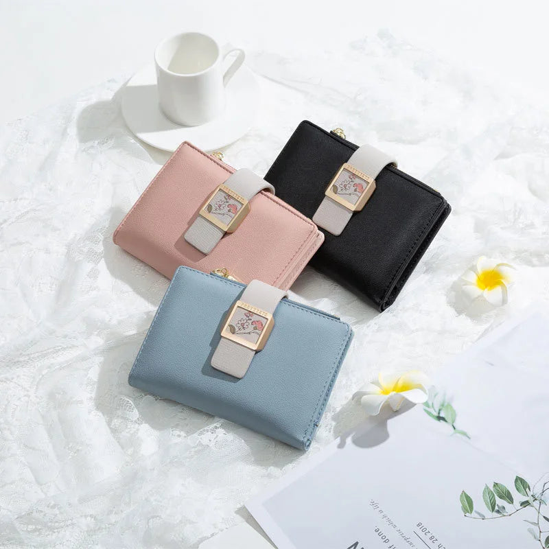 Prati's Three-Fold Zipper Short Wallet with Buckle
