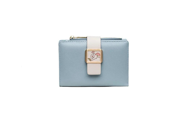 Prati's Three-Fold Zipper Short Wallet with Buckle