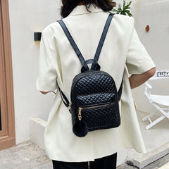 Preppy Style Lattice Pattern PU Leather Knapsack