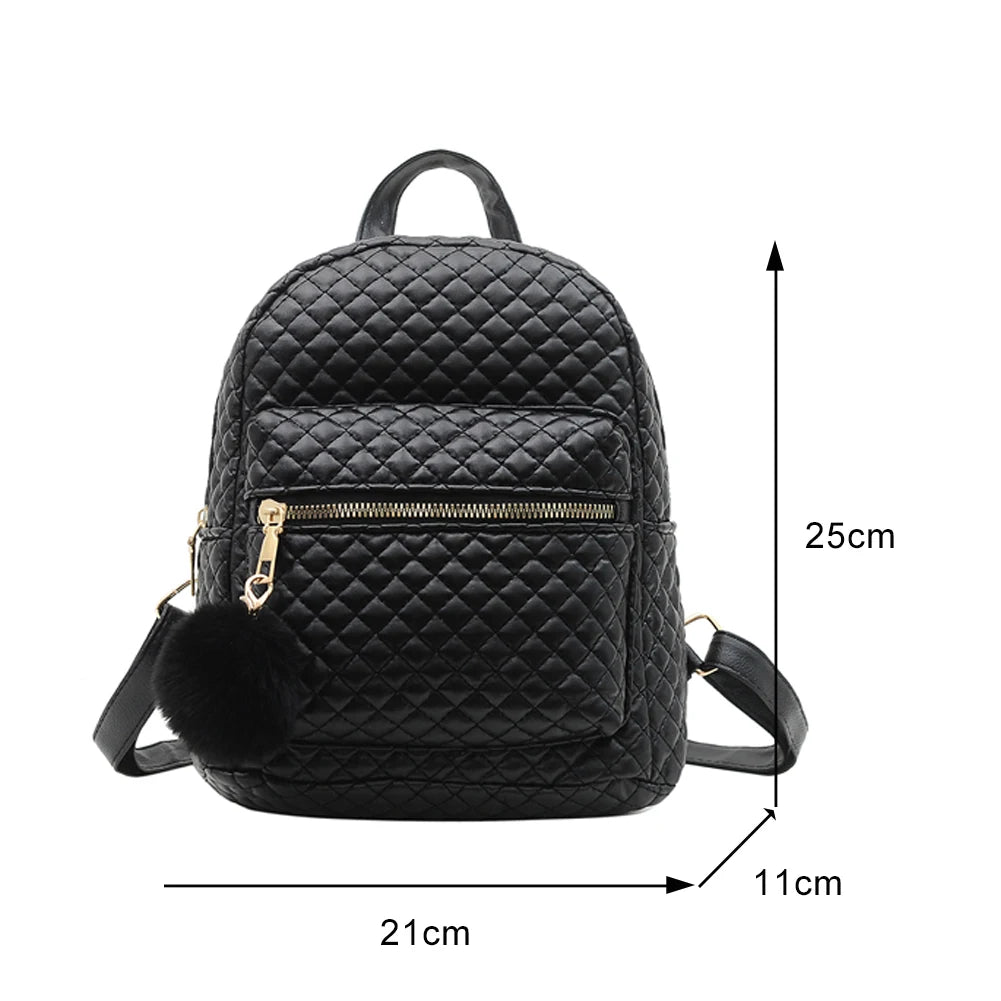 Preppy Style Lattice Pattern PU Leather Knapsack