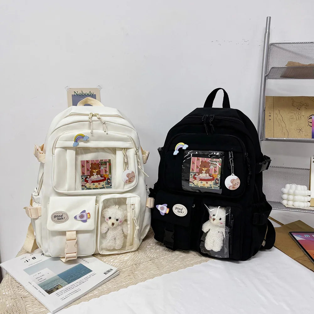 Preppy Style Nylon Women Backpack College Laptop Bookbags
