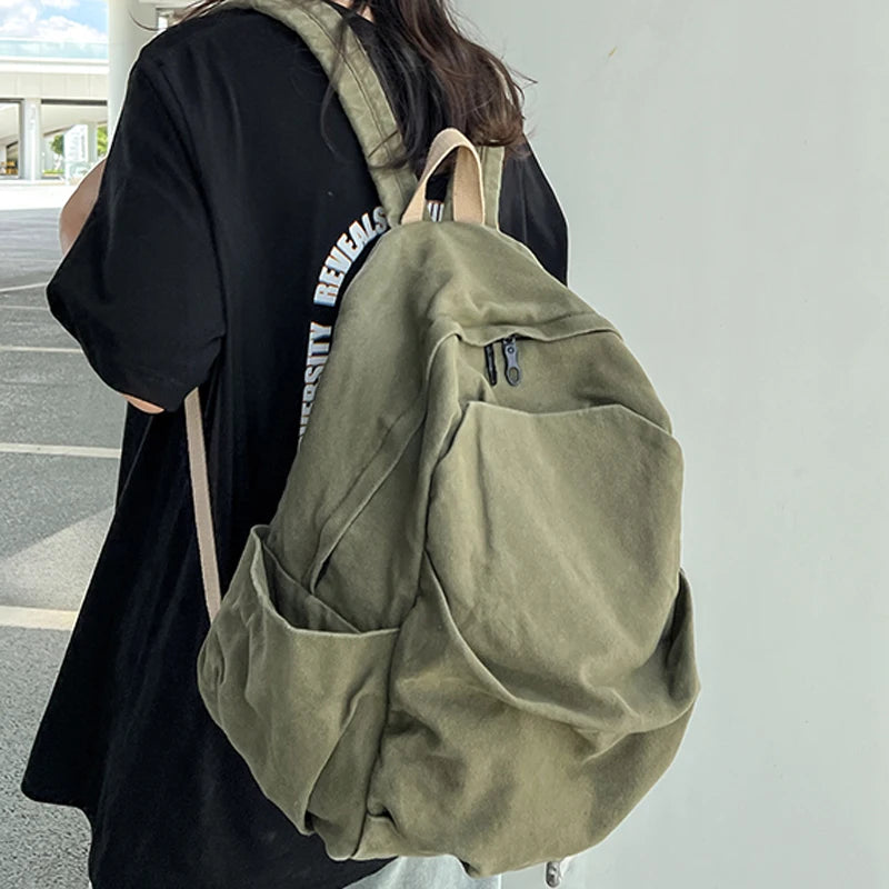 Preppy Style Women Backpack for Teenage Girls Canvas Bagpack Travel Rucksack