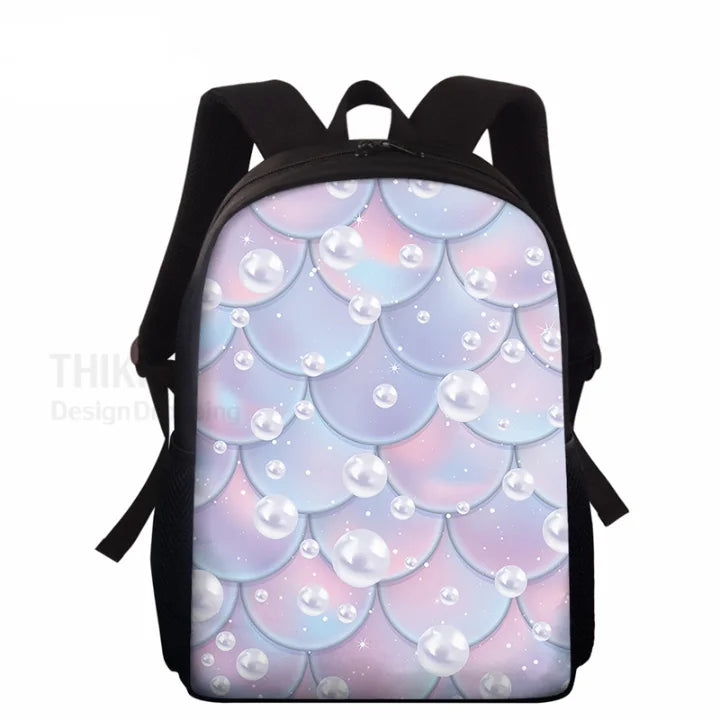Fish Scale Printing School Backpack For Girls