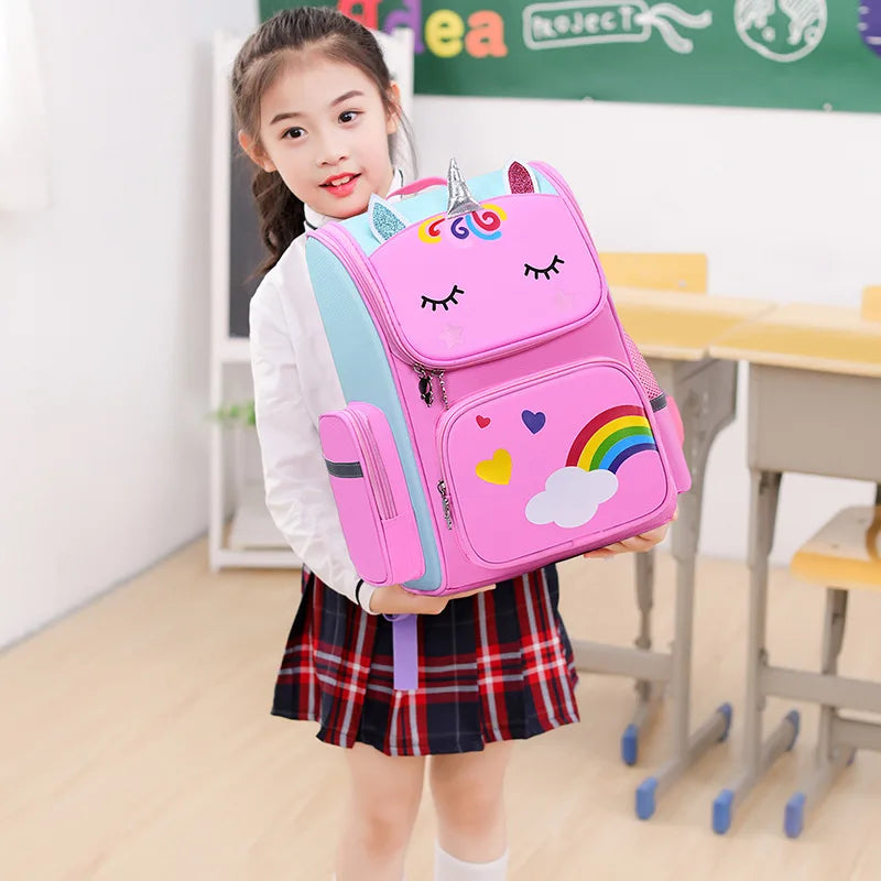 Kids 3D Cartoon Backpack Rainbow Schoolbag