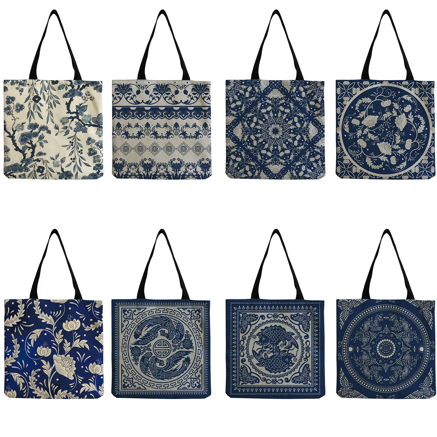 Floral Ceramic Chinoiserie Shoulder Bag for Women