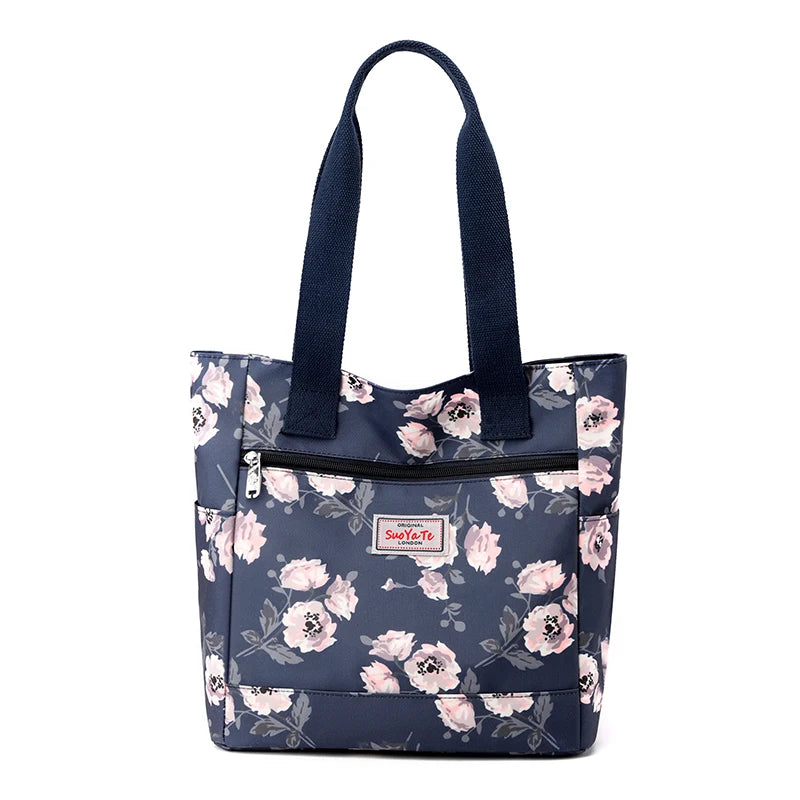 Printed Flower Women Shoulder bags Nylon Large Capacity Totes