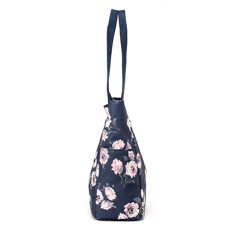 Printed Flower Women Shoulder bags Nylon Large Capacity Totes