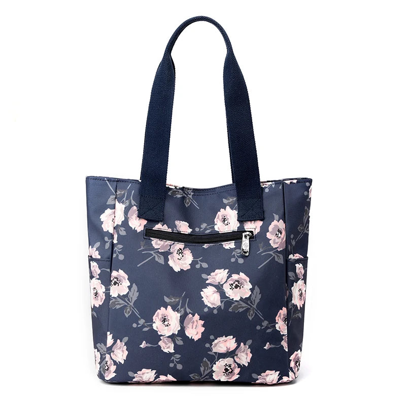 Printed Flower Women Shoulder bags Nylon Large Capacity Totes