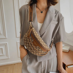 Plaid Fanny Pack Chain Waist Bag Female Crossbody Bag