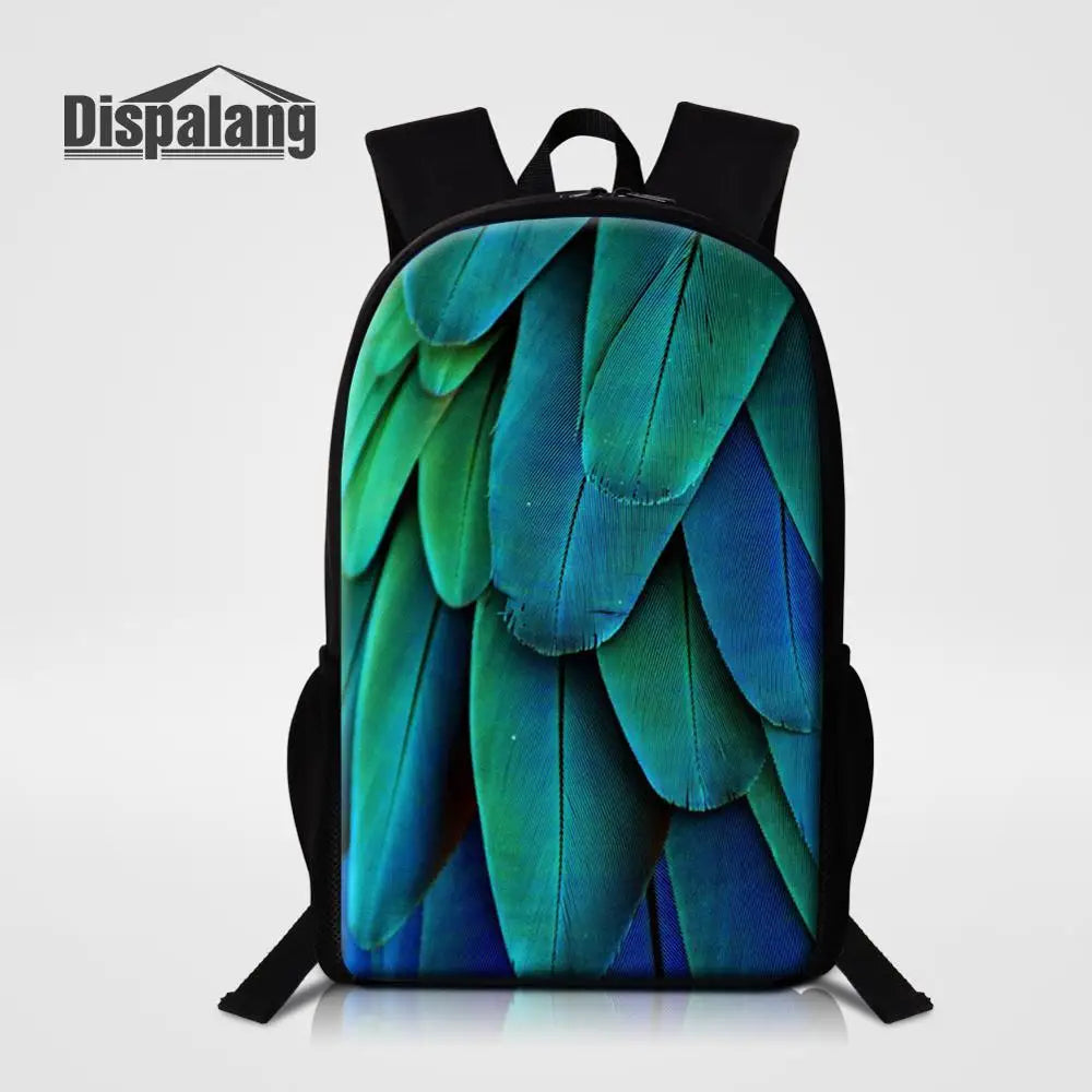 Feather Animal Kids School Bag for Teenage Girls Rucksack Large Bagpack