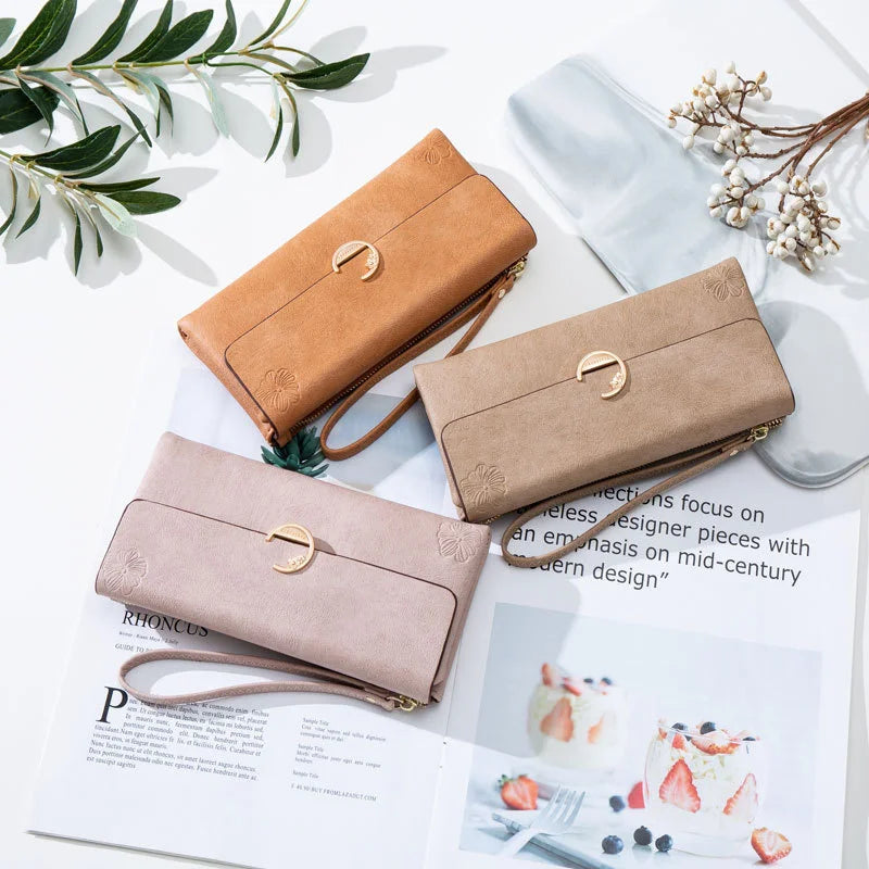 Priti frosted Pu zipper women's Long Wallet Zipper handbag zero wallet
