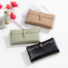 Priti long women's purse Pu small fresh buckle zipper multifunctional