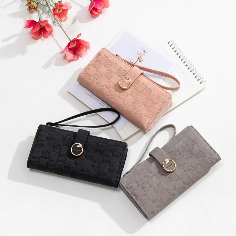 Pritty Women's Long Wallet Matte Buckle Zipper Handbag