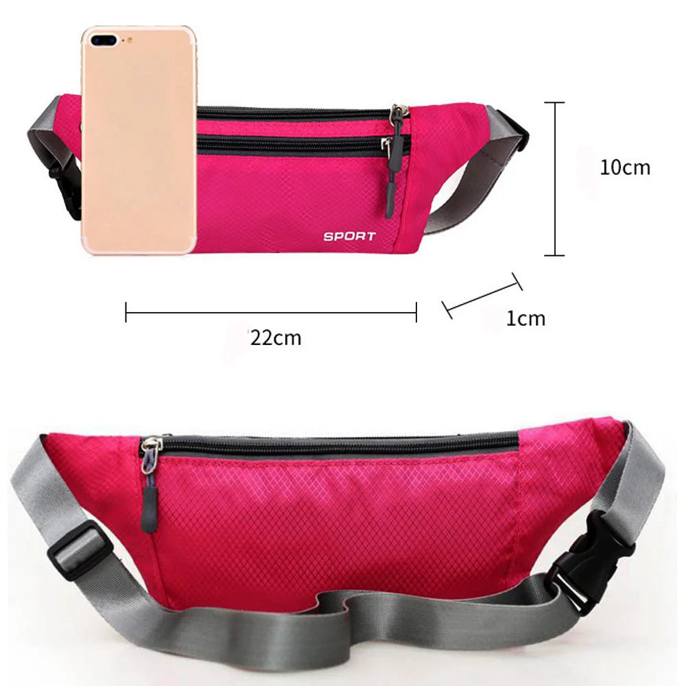 Waterproof Sports Bag Running Zip Pouch Unisex Waistbag