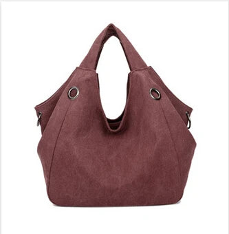 100% Cotton Women Solid Canvas Shoulder Bag Large Tote Bags