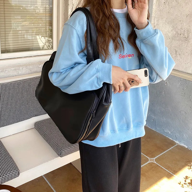 Large Capacity Tote Bag Zipper Shoulder Bag