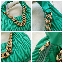 PU Leather Chain Underarm Bag Women Solid Shoulder Bags