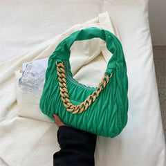 PU Leather Chain Underarm Bag Women Solid Shoulder Bags