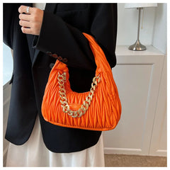 PU Leather Chain Underarm Bag Women Solid Shoulder Bags