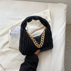 PU Leather Chain Underarm Bag Women Solid Shoulder Bags