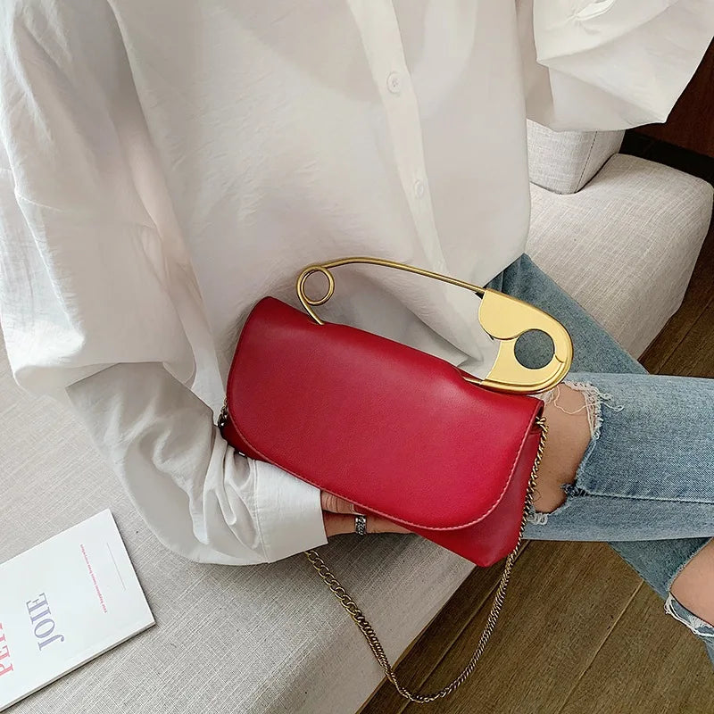 Mini C PU Leather Handbag Women Chains Flap Shoulder Bag Party Clutch