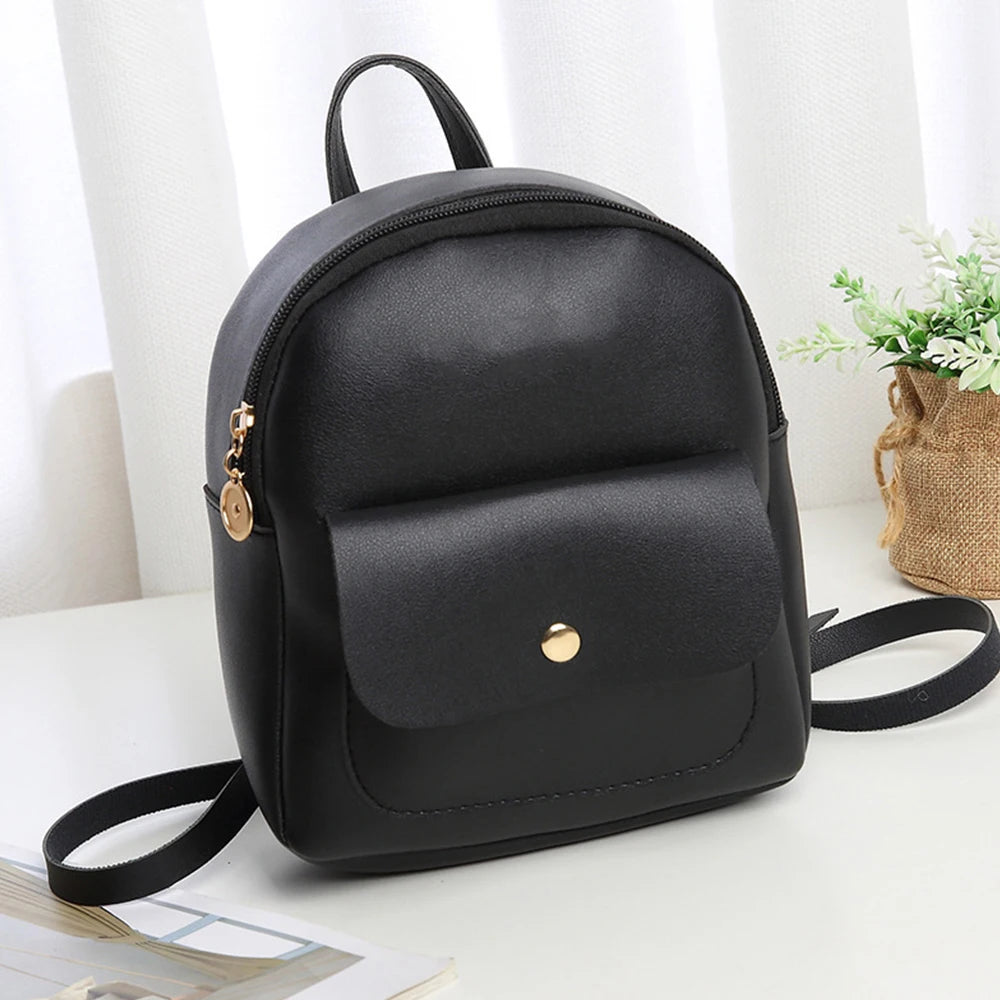 PU Leather Shoulder Bags Multi-Function Backpack Ladies Phone Pouch Pack
