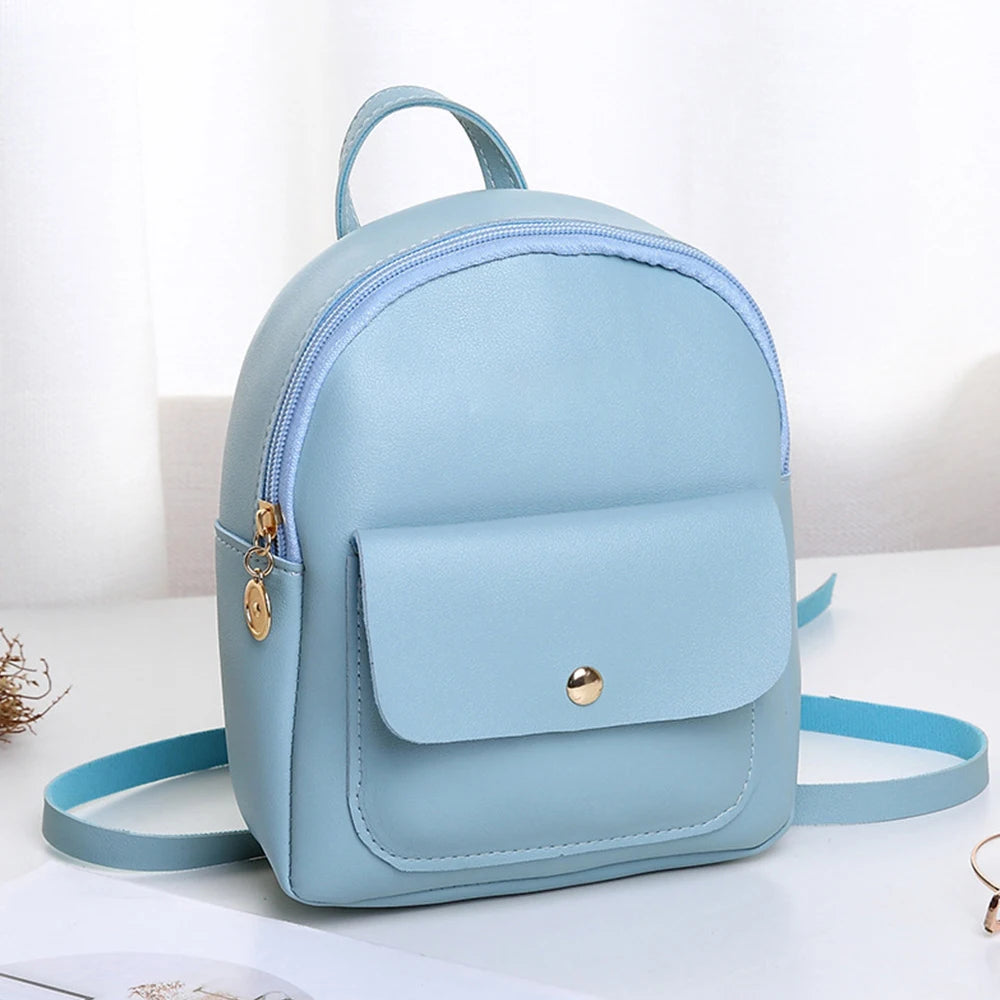 PU Leather Shoulder Bags Multi-Function Backpack Ladies Phone Pouch Pack
