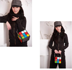 Cube Shape Shoulder Bag Colorful Crossbody Purse Clutch