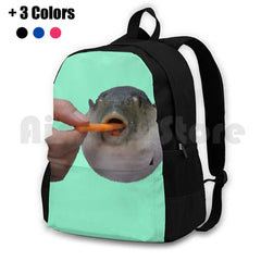 Pufferfish Eating Carrot Outdoor Hiking Backpack Waterproof Camping Travel