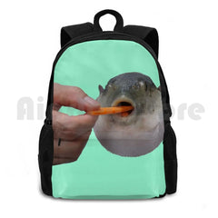 Pufferfish Eating Carrot Outdoor Hiking Backpack Waterproof Camping Travel