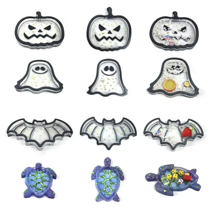 Halloween Pumpkin Bat Ghost Sea Turtle Tray Silicone Molds DIY Epoxy Mold
