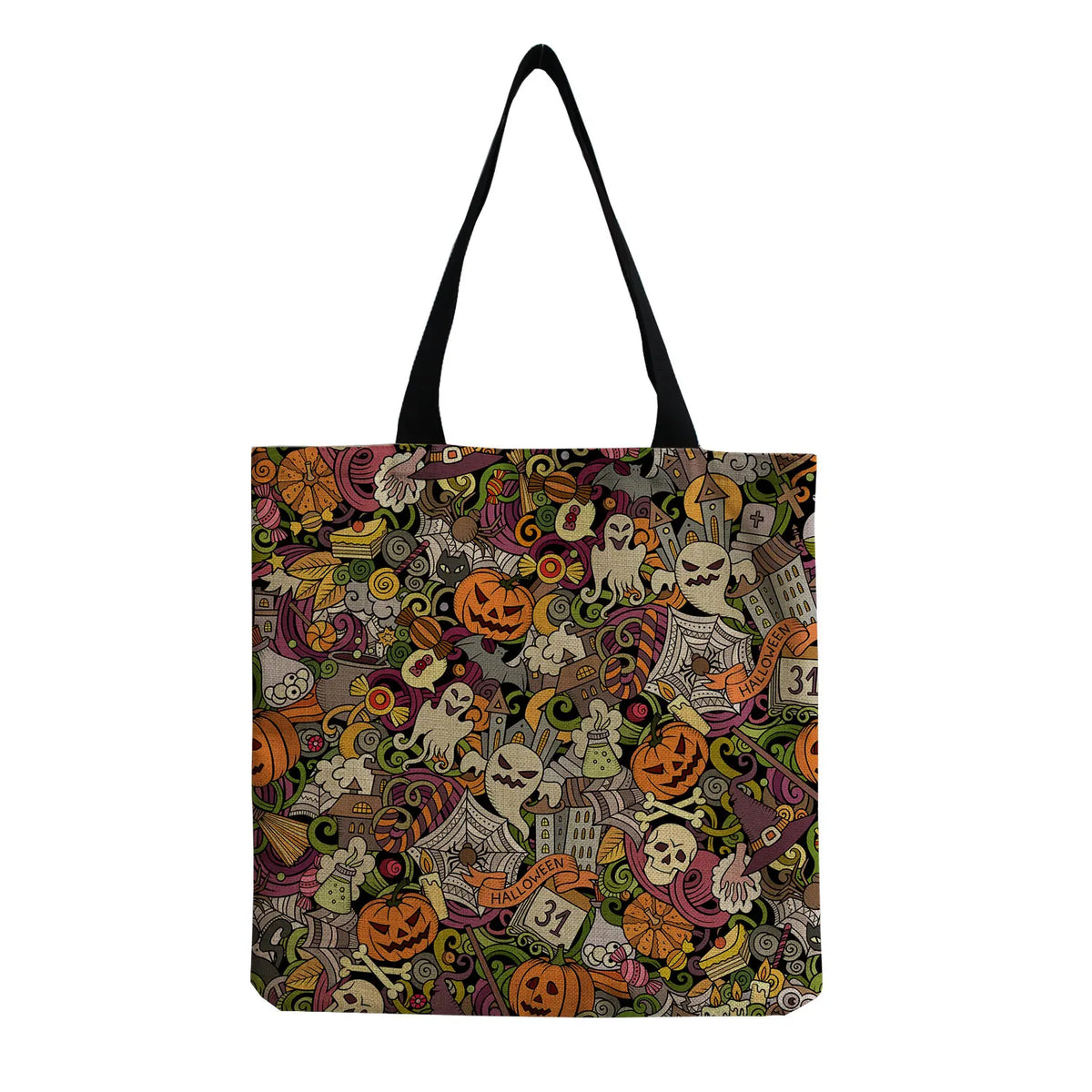 Pumpkin Ghost Skull Print Shoulder Bag Halloween Candy Bag