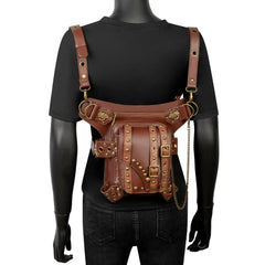 Punk Rock Locomotive Chain Bag Single Shoulder Messenger Waist Belt Chest Purse