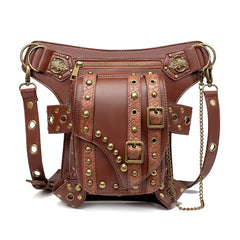 Punk Rock Locomotive Chain Bag Single Shoulder Messenger Waist Belt Chest Purse