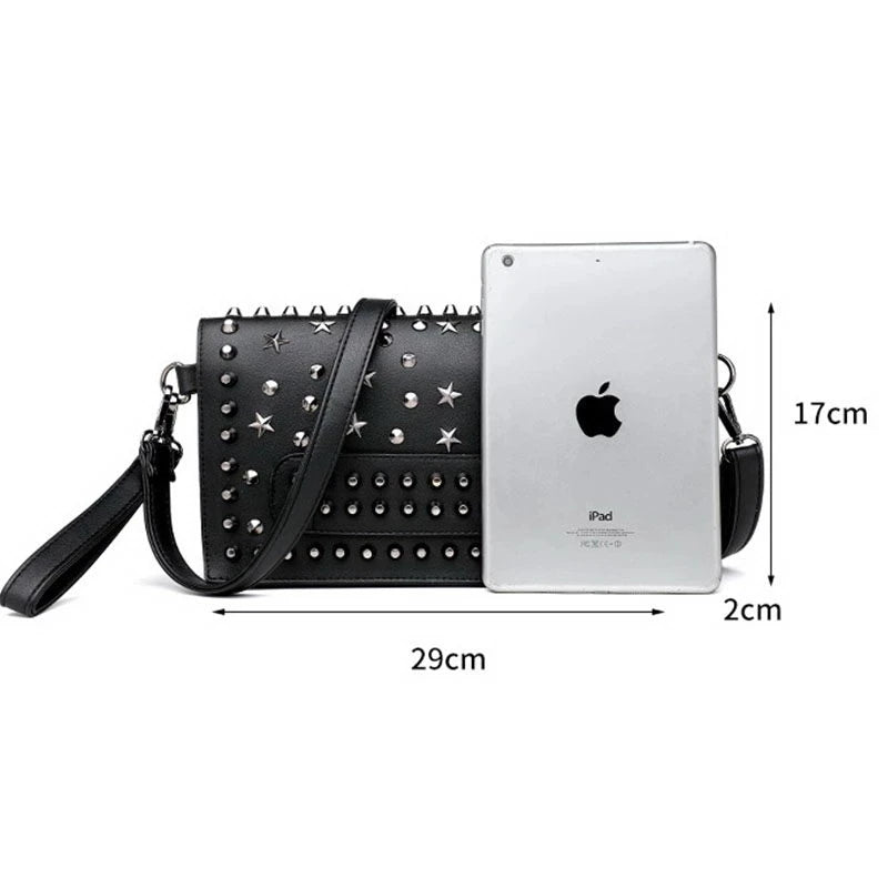 Punk Rock Style Female Evening Clutch Bags Women Rivet Star Shoulder Bag