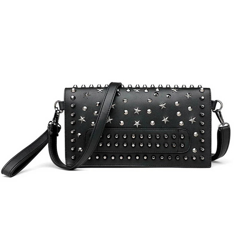 Punk Rock Style Female Evening Clutch Bags Women Rivet Star Shoulder Bag