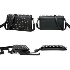 Punk Rock Style Female Evening Clutch Bags Women Rivet Star Shoulder Bag