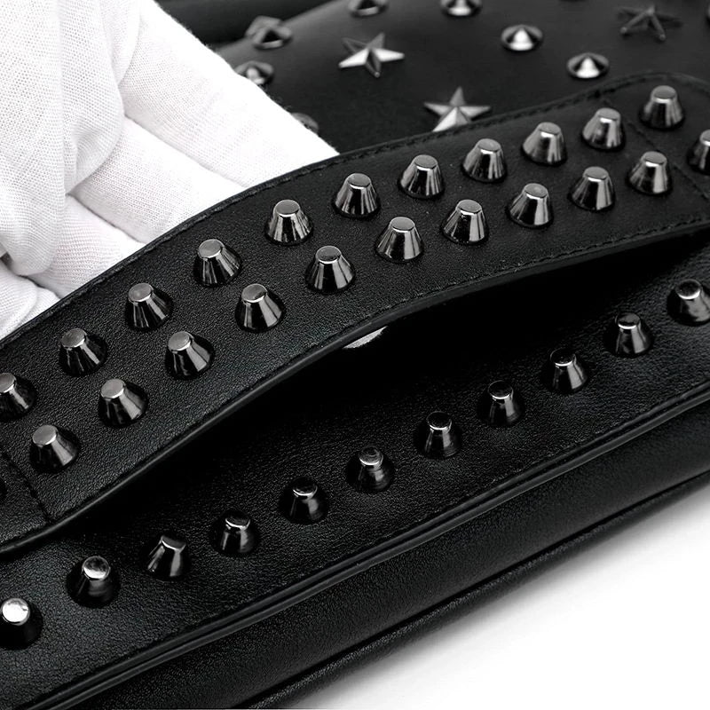 Punk Rock Style Female Evening Clutch Bags Women Rivet Star Shoulder Bag